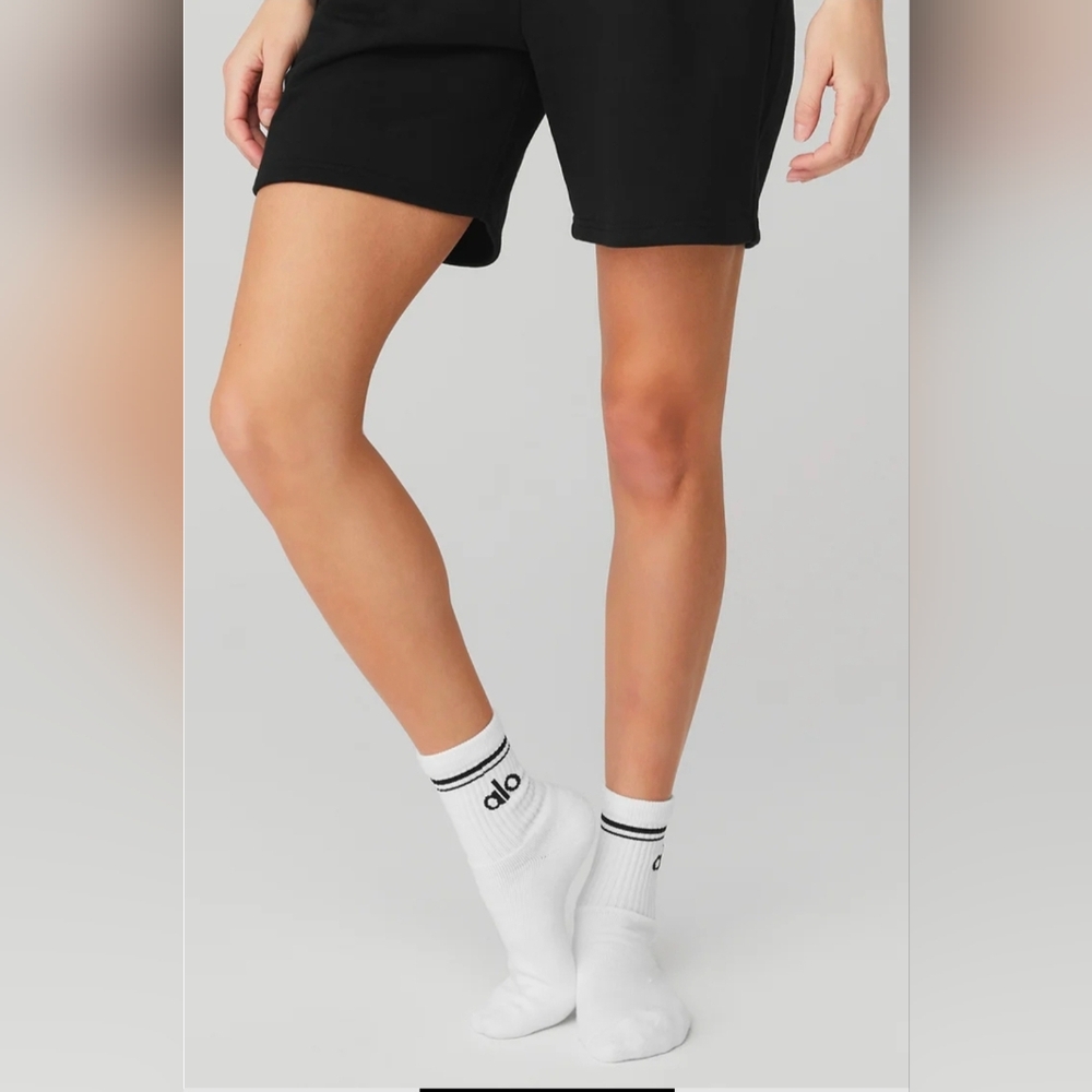 Alo Yoga Unisex Half-Crew Sock Athletic Core: White/Black Medium $34 - Picture 2 of 9